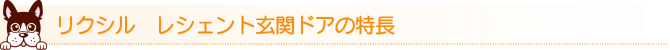 リクシル レシェント玄関ドアの特長 リクシル レシェント玄関ドアの特長