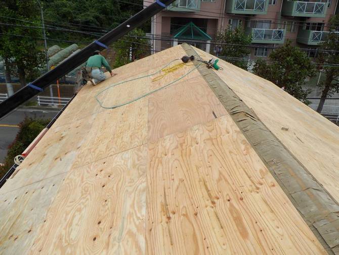 上屋根 野地板新設 上屋根 野地板新設